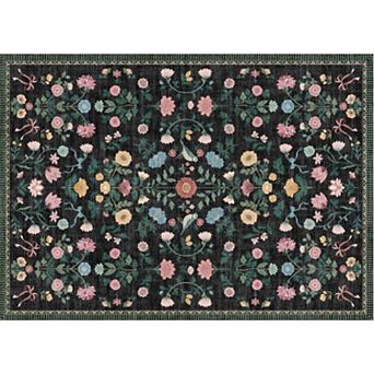 Area Rug Vintage Floral Washable Area Rug Soft Non-Slip Large Carpet for Living Room Bedroom