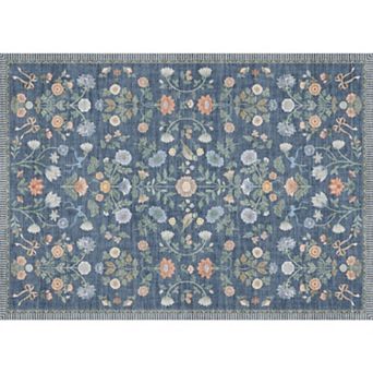 Area Rug Vintage Floral Washable Area Rug Soft Non-Slip Large Carpet for Living Room Bedroom