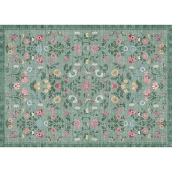 Area Rug Vintage Floral Washable Area Rug Soft Non-Slip Large Carpet for Living Room Bedroom