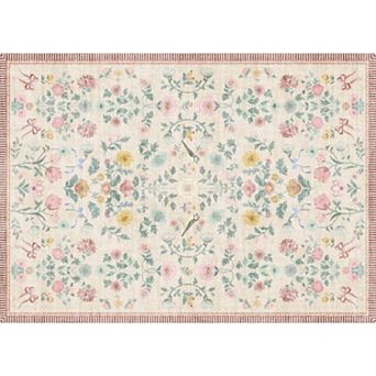 Area Rug Vintage Floral Washable Area Rug Soft Non-Slip Large Carpet for Living Room Bedroom