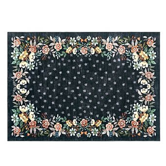 Area Rugs Floral Area Rug Washable Area Rug Non-Slip Carpet for Living Room Bedroom