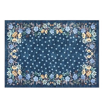 Area Rugs Floral Area Rug Washable Area Rug Non-Slip Carpet for Living Room Bedroom