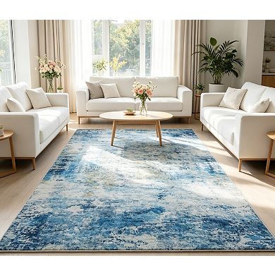 Modern Abstract Area Rug Machine Washable Collapsible Soft Carpet for Living Room Bedroom