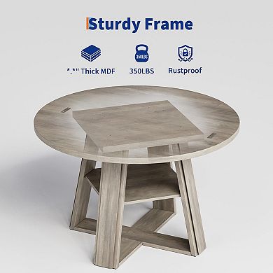 43.3" Round Dining Table for 4-6 People