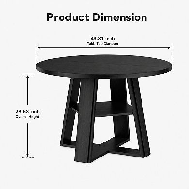 43.3" Round Dining Table for 4-6 People
