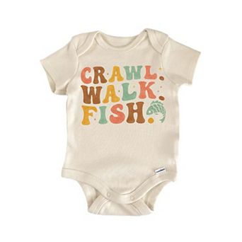Crawl Walk Fish Boho Fishing Newborn Baby Onesie®