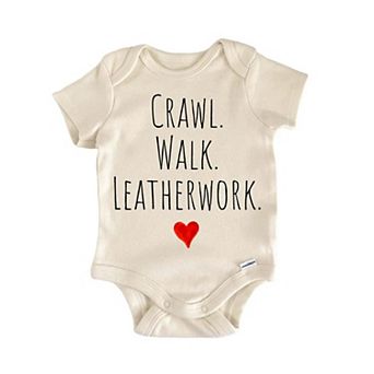 Crawl Walk Leatherwork Newborn Baby Onesie®