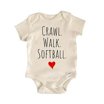 Crawl Walk Softball Newborn Baby Onesie®