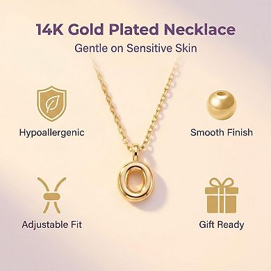Adjustable Pendant Necklace with Gold Tone Alphabet Letter Design Personalized Gift