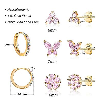 Butterfly Stud Earrings Set
