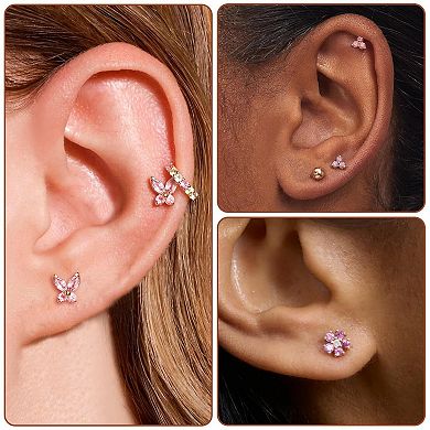 Butterfly Stud Earrings Set