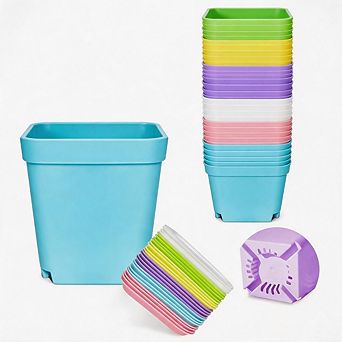 24 Pack 3 Inch Multicolor Square Plant Pots, Seedling Containers for Home & Garden