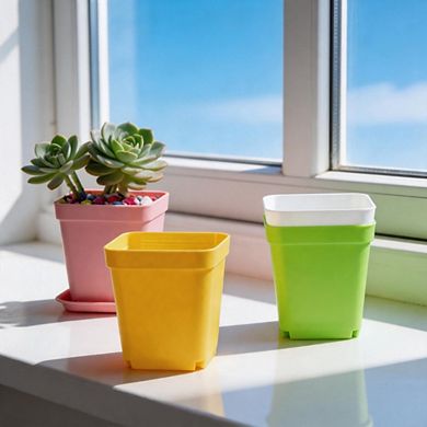 24 Pack 3 Inch Multicolor Square Plant Pots, Seedling Containers for Home & Garden