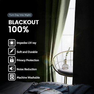 Blackout Curtains 2 Panels, 100% Light Blocking, Thermal Insulated Drapes