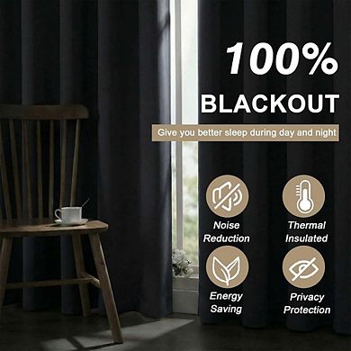 Blackout Curtains 2 Panels, 100% Light Blocking, Thermal Insulated Drapes