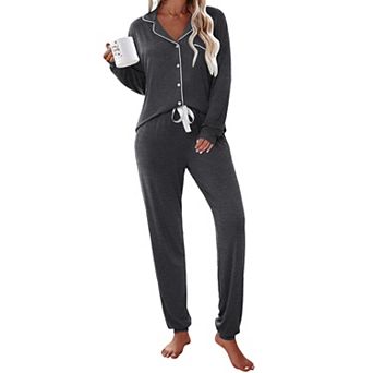 Ekouaer Pajamas Set Long Sleeve Womens Sleepwear Button Down Nightwear Pajama Loungewear