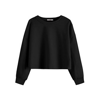 Arshiner Girls Crop Tops Kids Long Sleeve Pullover Sweatshirts Girls Cropped Crewneck Sweatshirt