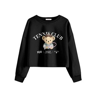 Arshiner Girls Crop Tops Kids Long Sleeve Pullover Sweatshirts Girls Cropped Crewneck Sweatshirt