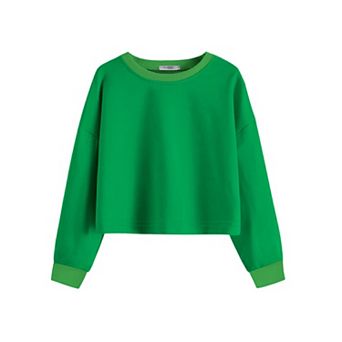 Arshiner Girls Crop Tops Kids Long Sleeve Pullover Sweatshirts Girls Cropped Crewneck Sweatshirt