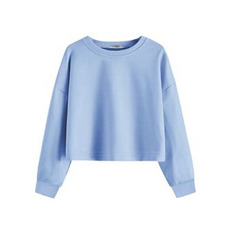 Arshiner Girls Crop Tops Kids Long Sleeve Pullover Sweatshirts Girls Cropped Crewneck Sweatshirt