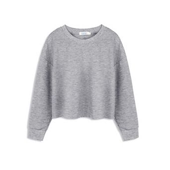 Arshiner Girls Crop Tops Kids Long Sleeve Pullover Sweatshirts Girls Cropped Crewneck Sweatshirt