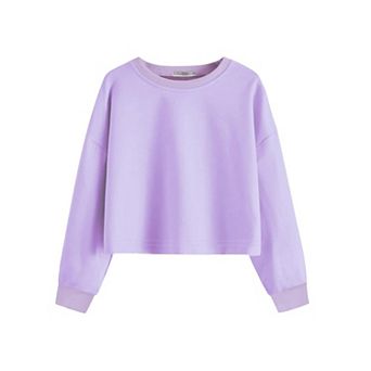 Arshiner Girls Crop Tops Kids Long Sleeve Pullover Sweatshirts Girls Cropped Crewneck Sweatshirt