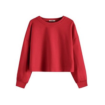 Arshiner Girls Crop Tops Kids Long Sleeve Pullover Sweatshirts Girls Cropped Crewneck Sweatshirt