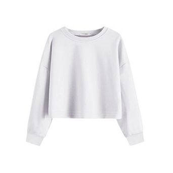 Arshiner Girls Crop Tops Kids Long Sleeve Pullover Sweatshirts Girls Cropped Crewneck Sweatshirt