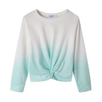 Arshiner Girls Tops Twist Front Lightweight Sweatshirt Tie Dye Printed Long Sleeve Girls Crop Tops
