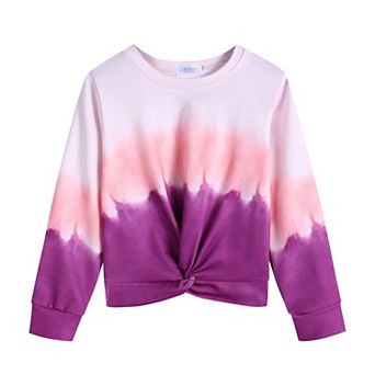 Arshiner Girls Tops Twist Front Lightweight Sweatshirt Tie Dye Printed Long Sleeve Girls Crop Tops