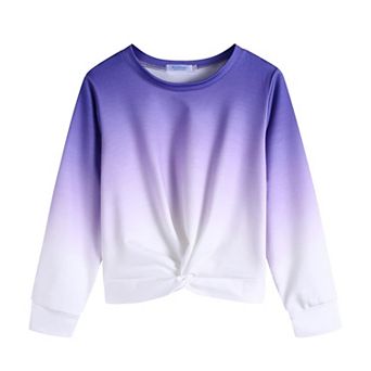 Arshiner Girls Tops Twist Front Lightweight Sweatshirt Tie Dye Printed Long Sleeve Girls Crop Tops