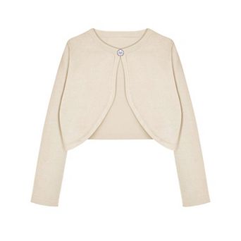 Arshiner Girls Open Front Shrug Cardigan Kids Children Knit Long Sleeve Bolero With Button Closure