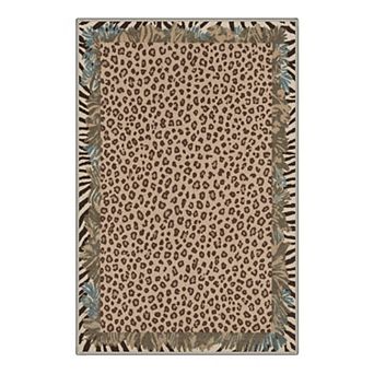 GENIMO Leopard Print Machine Washable Low Pile Non Slip Soft Polyester Rug