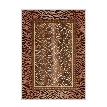 GENIMO Tiger Print Machine Washable Low Pile Non Slip Soft Polyester Rug