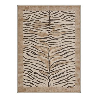 GENIMO Zebra Print Machine Washable Low Pile Non Slip Soft Polyester Rug