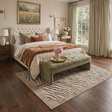 GENIMO Zebra Print Machine Washable Low Pile Non Slip Soft Polyester Rug