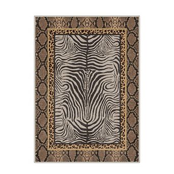 GENIMO Zebra Pattern Machine Washable Low Pile Non Slip Soft Polyester Rug