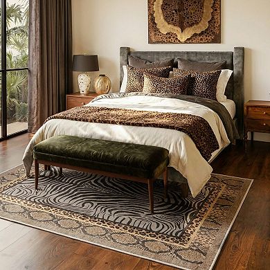 GENIMO Zebra Pattern Machine Washable Low Pile Non Slip Soft Polyester Rug
