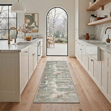 GENIMO Abstract Machine Washable Low Pile Non-Slip Soft Polyester Rug