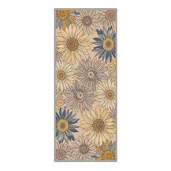 GENIMO Daisy Floral Machine Washable Low Pile Non Slip Soft Polyester Rug