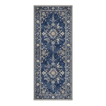 GENIMO Vintage Floral Machine Washable Low Pile Non Slip Soft Polyester Rug