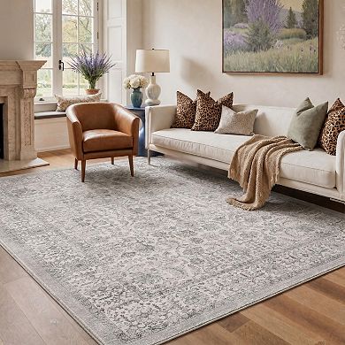 GENIMO Vintage Floral Machine Washable Low Pile Non Slip Soft Polyester Rug