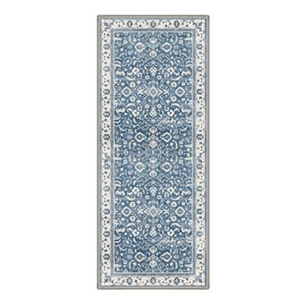GENIMO Vintage Floral Paisley Border Machine Washable Low Pile Non Slip Soft Polyester Rug