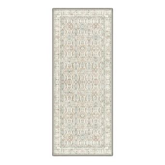 GENIMO Vintage Medallion Floral Border Machine Washable Low Pile Non Slip Soft Polyester Rug