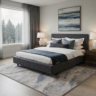GENIMO Abstract Brushstroke Machine Washable Low Pile Non Slip Soft Polyester Rug