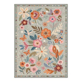 GENIMO Colorful Wildflower Garden Machine Washable Low Pile Non Slip Soft Polyester Rug