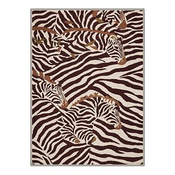 GENIMO Zebra Stripe Animal Print Machine Washable Low Pile Non Slip Soft Polyester Rug