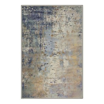 GENIMO Abstract Distressed Brushstroke Machine Washable Low Pile Non Slip Soft Polyester Rug