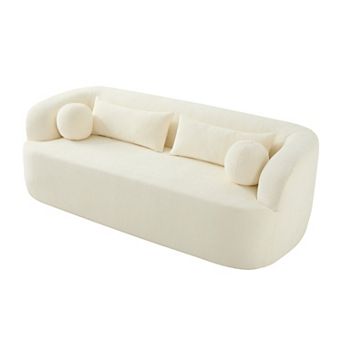 3-Seater Chenille Boneless Curved Cloud Couch Upholstered Sofa with Pillows
