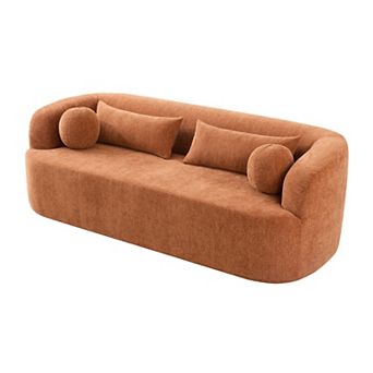 3-Seater Chenille Boneless Curved Cloud Couch Upholstered Sofa with Pillows